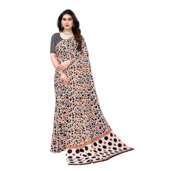 Generic Women's Georgette Printed Saree With Unstitched Blouse 5.5Mtr (Orange)