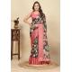Generic Women's Cotton Silk Floral Printed Saree With Unstitched Blouse 5.5Mtr (Black)