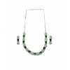 Generic Women's Brass Silver Plated Necklace set (Green)