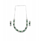 Generic Women's Brass Silver Plated Necklace set (Green)