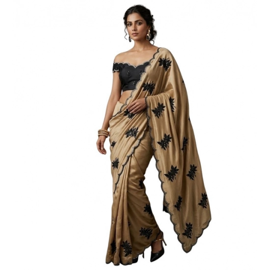 Generic Women's Viscose Silk Embroidered Saree With Unstitched Blouse 5.5Mtr (Beige) Generic Women's Viscose Silk Embroidered Saree With Unstitched Blouse 5.5Mtr (Beige)
