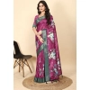 Generic Women's Cotton Blend Floral Printed Saree With Unstitched Blouse 5.5Mtr (Multicolor)