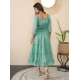 Generic Women's Chiffon Solid Puff Sleeve Dress (Green)