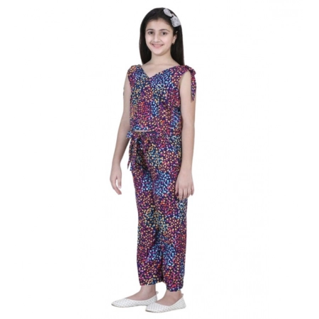 Generic Girl's Polyester Crepe Floral Short Sleeve Set (Multicolor) Generic Girl's Polyester Crepe Floral Short Sleeve Set (Multicolor)