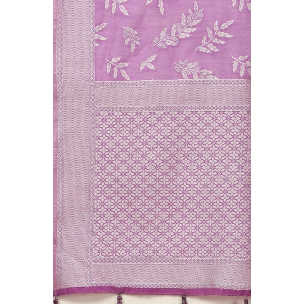 Women's Art Silk Jacquard Printed Saree With Unstitched Blouse 5.5Mtr (Purple)
