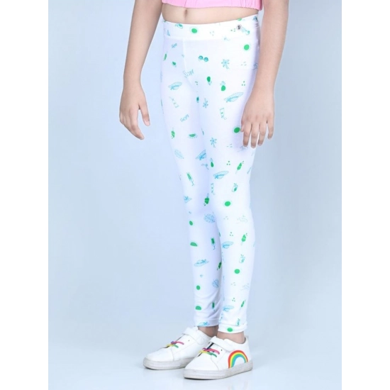 Generic Girl's Cotton Lycra Printed Elasticated Leggings (White) Generic Girl's Cotton Lycra Printed Elasticated Leggings (White)