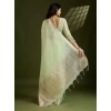 Generic Women's Tissue Checks_With_Buttis Saree With Unstitched Blouse 5.5Mtr (Light_Green)