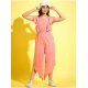 Generic Girl's Polyester Floral Sleeveless Jumpsuit (Pink)