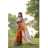 Generic Women's Faux_Tussar Geometric_Print Saree With Unstitched Blouse 5.5Mtr (Rust)