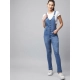 Generic Women's Denim Lycra Solid Buttoned Dungaree (Ice Blue) Generic Women's Denim Lycra Solid Buttoned Dungaree (Ice Blue)