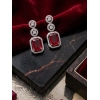 Generic Women's Brass Silver Plated Drop Earrings (Red)