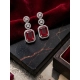 Generic Women's Brass Silver Plated Drop Earrings (Red) Generic Women's Brass Silver Plated Drop Earrings (Red)