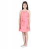 Generic Girl's Polyester Floral Short Sleeve Dress (Coral) Generic Girl's Polyester Floral Short Sleeve Dress (Coral)