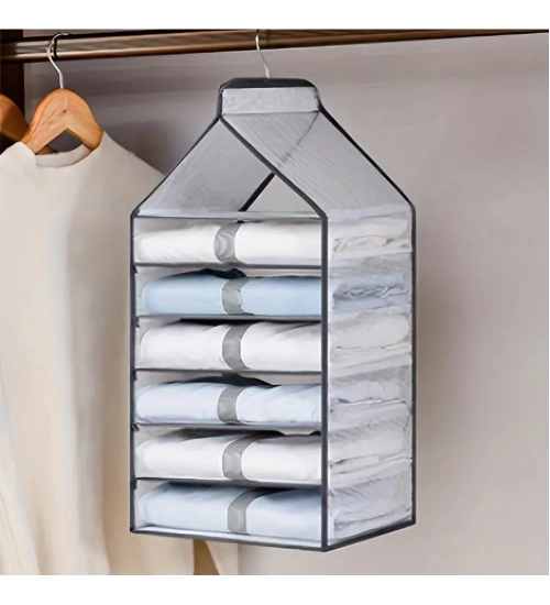 Generic Hanging Foldable Fabric Closet Organizer with 6 Shelves