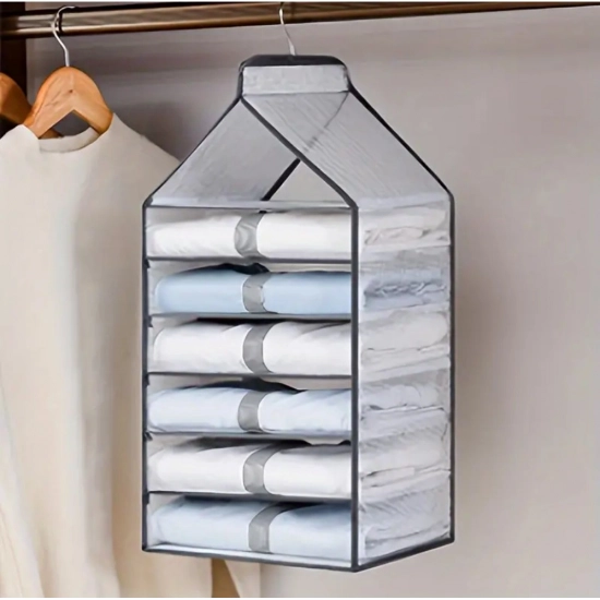 Generic Hanging Foldable Fabric Closet Organizer with 6 Shelves