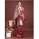 Generic Women's Banarasi Silk Printed Saree With Unstitched Blouse 5.5Mtr (Maroon)
