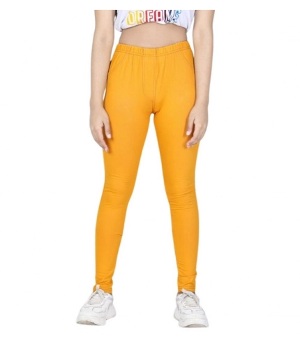 Generic Girl's Cotton Lycra Solid Elasticated Jeggings (Mustard) Generic Girl's Cotton Lycra Solid Elasticated Jeggings (Mustard)
