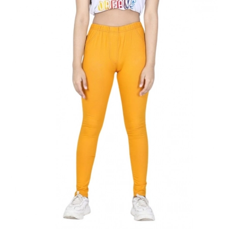 Generic Girl's Cotton Lycra Solid Elasticated Jeggings (Mustard) Generic Girl's Cotton Lycra Solid Elasticated Jeggings (Mustard)