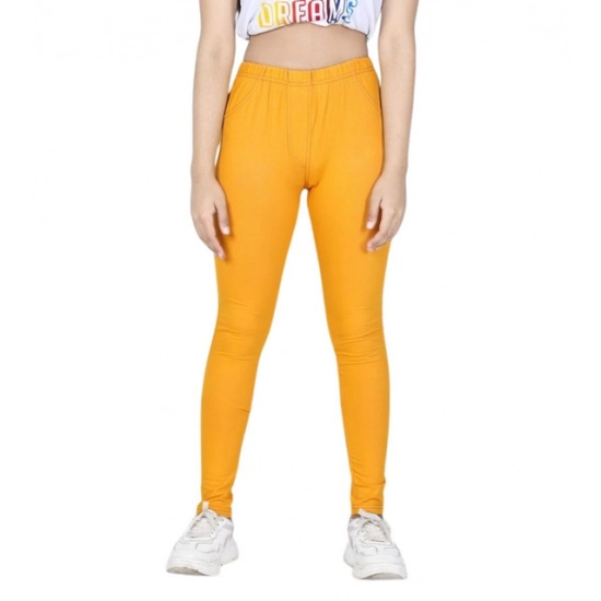 Generic Girl's Cotton Lycra Solid Elasticated Jeggings (Mustard) Generic Girl's Cotton Lycra Solid Elasticated Jeggings (Mustard)