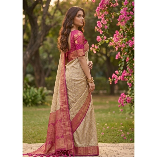 Generic Women's Cotton Printed Saree With Unstitched Blouse 5.5Mtr (Multicolor)