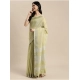 Generic Women's Linen Cotton Printed Saree With Unstitched Blouse 5.5Mtr (Olive Green)