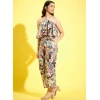 Generic Girl's Polyester Crepe Floral Sleeveless Jumpsuit (Multicolor)
