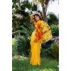 Generic Women's Georgette  Printed Saree With Unstitched Blouse 5.5Mtr (Yellow)