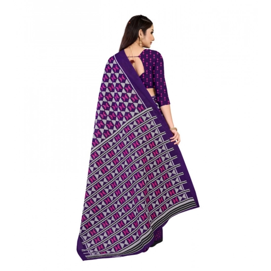 Generic Women's Soft Pure Cotton Printed Saree With Unstitched Blouse 5.5Mtr (Purple) Generic Women's Soft Pure Cotton Printed Saree With Unstitched Blouse 5.5Mtr (Purple)