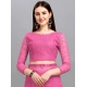 Generic Women's Net Self Design Saree With Unstitched Blouse 5.5Mtr (Dark Pink)