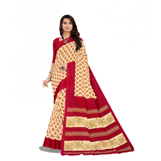 Generic Women's Soft Pure Cotton Printed Saree With Unstitched Blouse 5.5Mtr (Beige) Generic Women's Soft Pure Cotton Printed Saree With Unstitched Blouse 5.5Mtr (Beige)