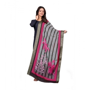 Generic Women's chanderi silk  Printed Dupatta (Black, Length: 2 Mtr)