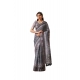 Generic Women's Faux_Linen Printed Saree With Unstitched Blouse 5.5Mtr (Light_Grey)