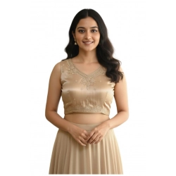 Generic Women's Zimmi Choo Embroidered V-Neck Padded Blouse (Beige 38 Ready (Self Alterable 36–40)