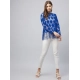 Generic Women's Lace Self Design Long Sleeves Top (Blue)