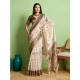 Generic Women's Silk Blend Printed Saree With Unstitched Blouse 5.5Mtr (Cream)