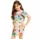 Generic Girl's Polyester Cotton Blend Pattern-Floral Short Sleeves Skorts Set (Multicolor) Generic Girl's Polyester Cotton Blend Pattern-Floral Short Sleeves Skorts Set (Multicolor)