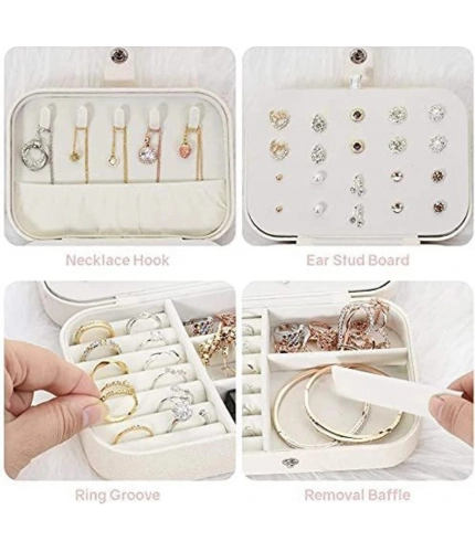 Generic PU Leather Solid Jewelry Storage Box (White-Cream)