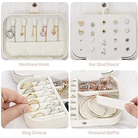 Generic PU Leather Solid Jewelry Storage Box (White-Cream) Generic PU Leather Solid Jewelry Storage Box (White-Cream)
