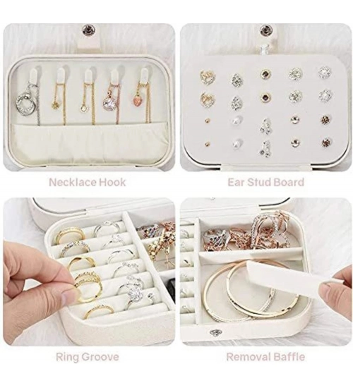 Generic PU Leather Solid Jewelry Storage Box (White-Cream) Generic PU Leather Solid Jewelry Storage Box (White-Cream)