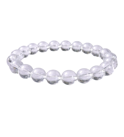 Generic Natural Crystal 8mm Clear Quartz Bracelet (White)