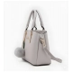 Women's PU Leather Solid Shoulder Zipper Handbag (Grey)
