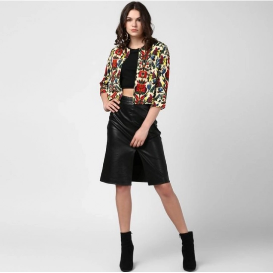 Generic Women's Polyester Floral 3-4th Sleeves Shrug (Multicolor) Generic Women's Polyester Floral 3-4th Sleeves Shrug (Multicolor)