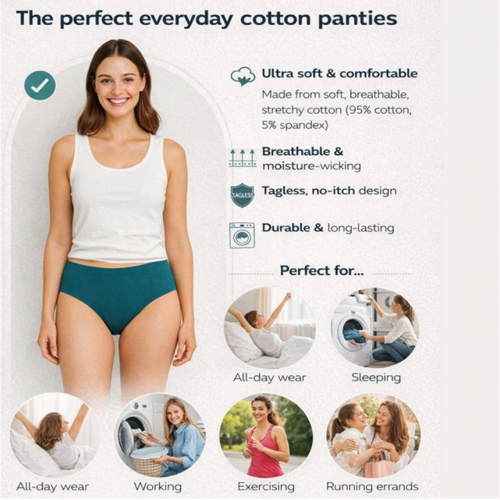 Generic Pack of_6 Women's Cotton Solid Hipster Panty (Multicolor) Generic Pack of_6 Women's Cotton Solid Hipster Panty (Multicolor)