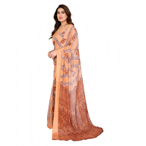 Women's Georgette Printed Saree With Unstitched Blouse 5.5Mtr (Orange) Women's Georgette Printed Saree With Unstitched Blouse 5.5Mtr (Orange)