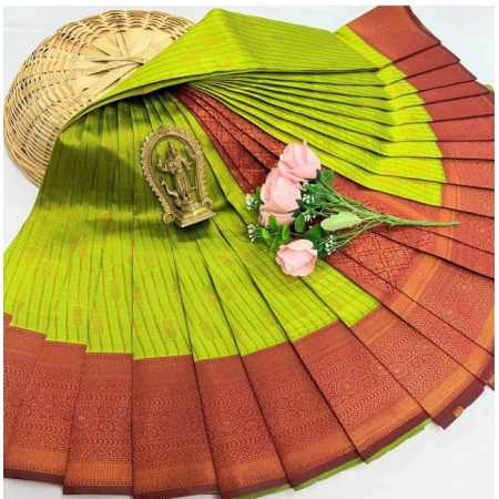 Generic Women's Soft Silk Printed Saree With Unstitched Blouse 5.5Mtr (Green)