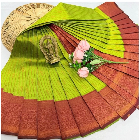 Generic Women's Soft Silk Printed Saree With Unstitched Blouse 5.5Mtr (Green)