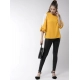 Generic Women's Polyester Colour Block Slit Sleeve Top (Yellow-White) Generic Women's Polyester Colour Block Slit Sleeve Top (Yellow-White)