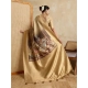 Generic Women's Silk Printed Saree With Unstitched Blouse 5.5Mtr (Gold)