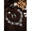 Generic Women's Brass Silver Plated Necklace set (Green)