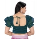 Generic Women's Jimmy Solid Designer Neck Elastic Sleeve Readymade Blouse (Teal 38 , Alterable up to 42)-PID65835